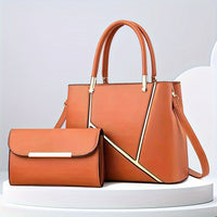 Chic 2Pcs Tote Bag Set – Versatile Shoulder Handbag with Matching Mini Clutch