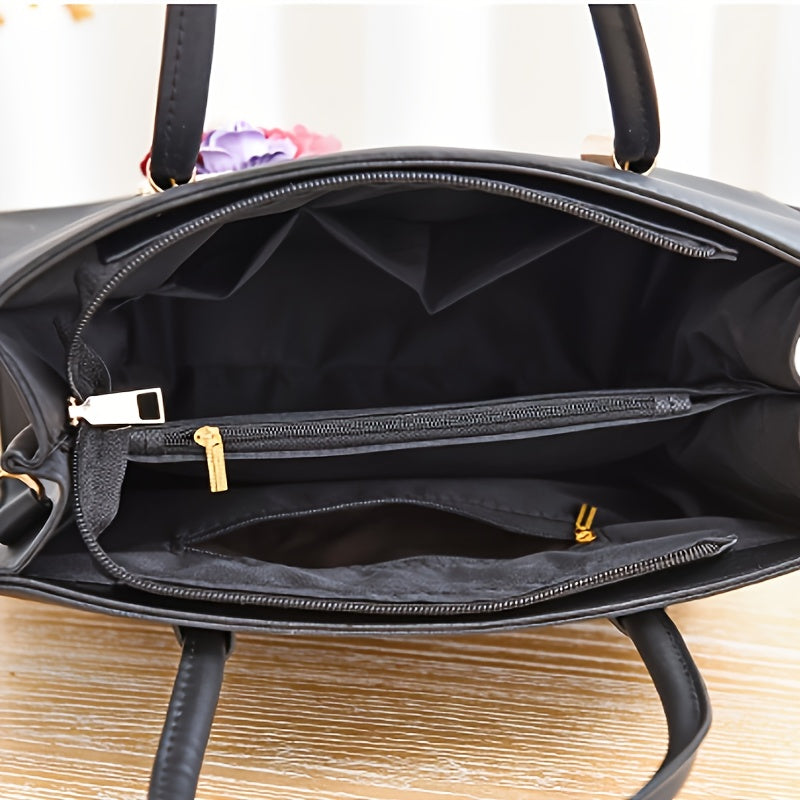2pcs Quilted Colorblock Tote & Clutch Set – Stylish Crossbody Handbag Combo for Women