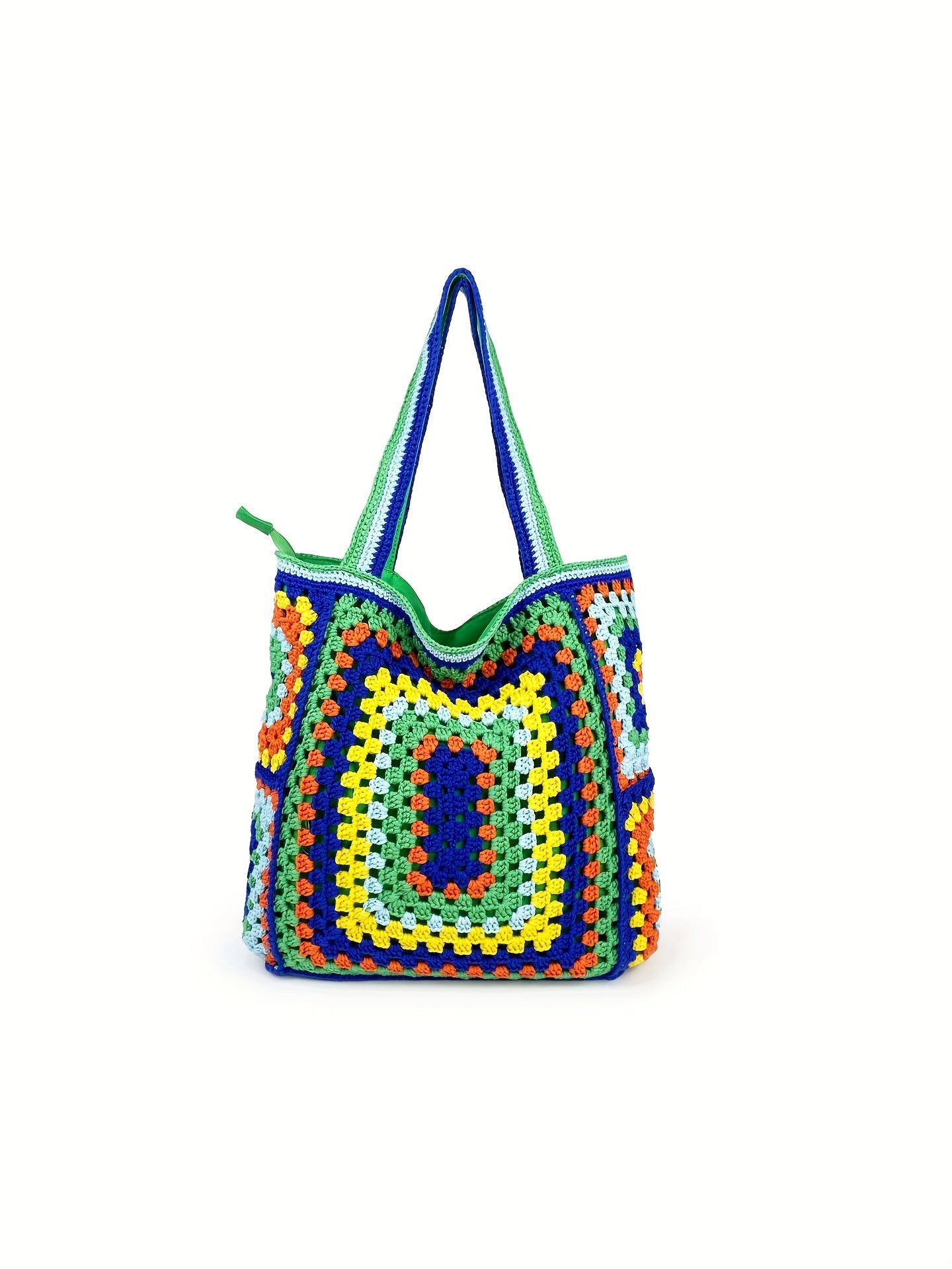 Retro Contrast Boho Tote – Large Capacity Bag for Work, Travel & Everyday Use