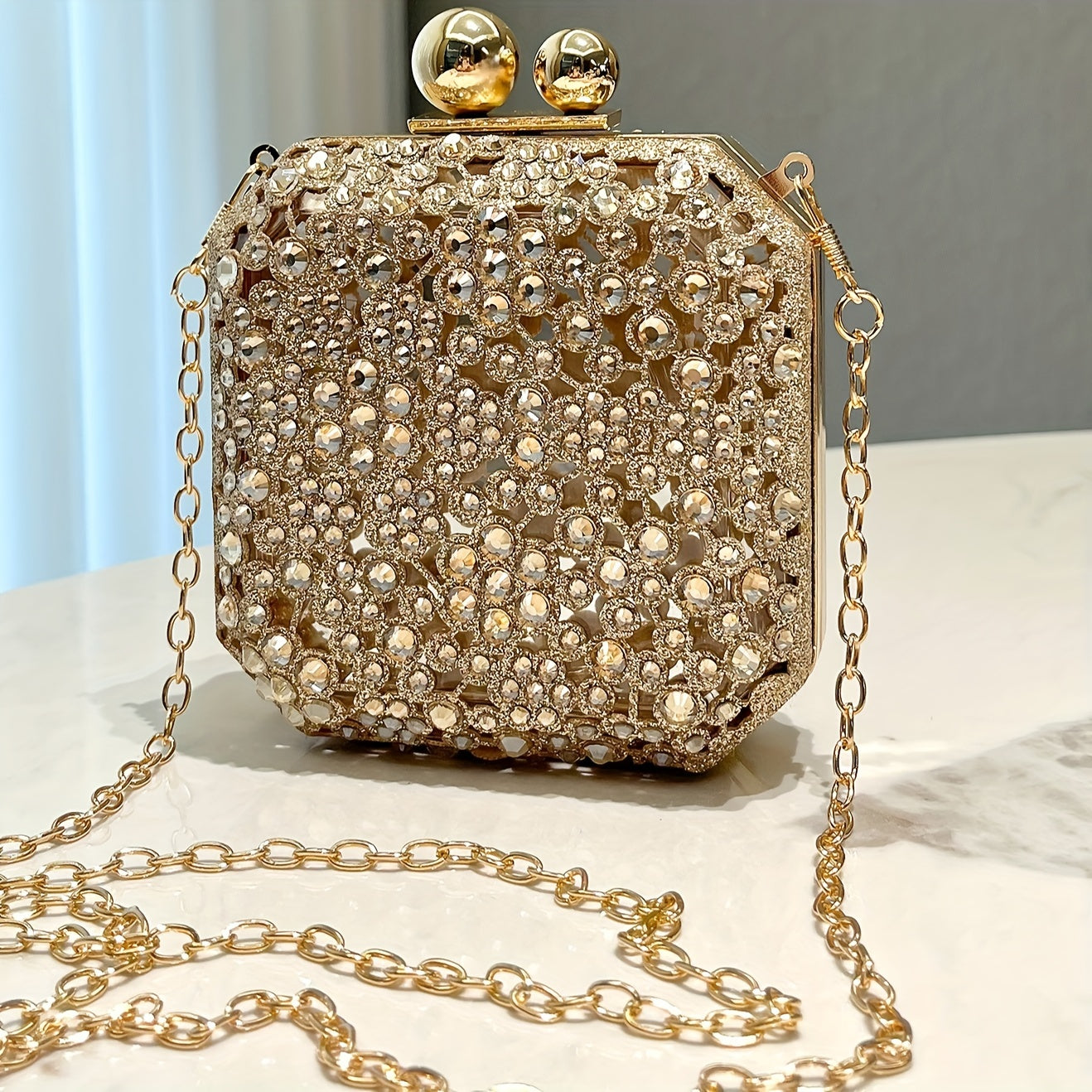 Radiant Crystal-Embellished Box Evening Bag – Perfect for Parties, Banquets & Formal Events