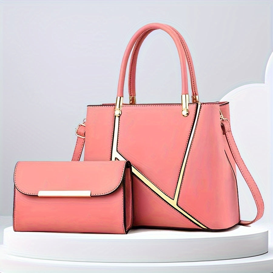 Chic 2Pcs Tote Bag Set – Versatile Shoulder Handbag with Matching Mini Clutch