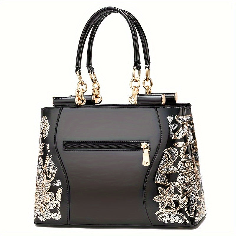 Trendy Floral Print Patchwork Shoulder Bag – Casual Commute & Work Tote