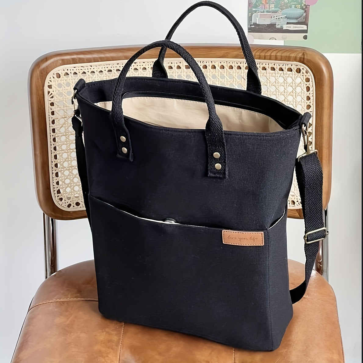 Thick Canvas School Tote Bag – Stylish & Durable Everyday Bag for Women