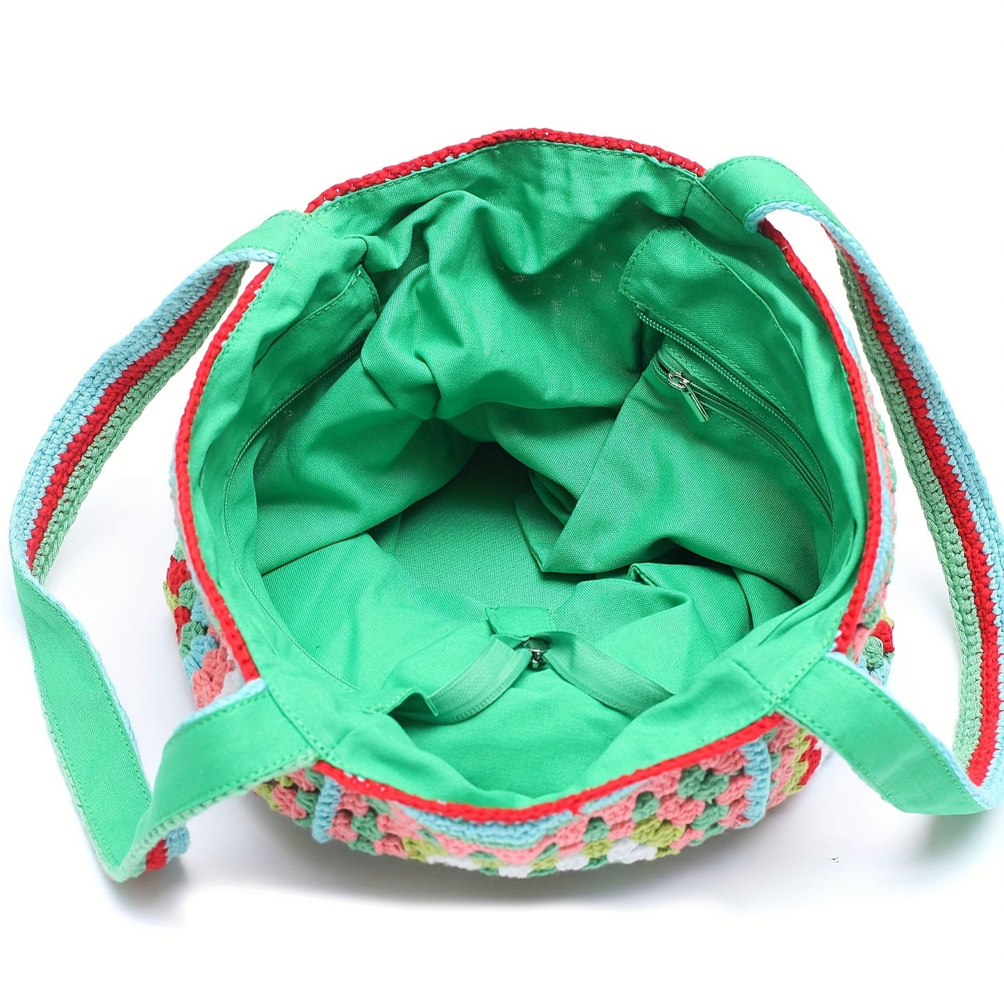 Retro Contrast Boho Tote – Large Capacity Bag for Work, Travel & Everyday Use