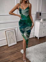 Chic Colorblock Asymmetrical Cami Dress – Slim, Sexy & Backless for Warm Seasons