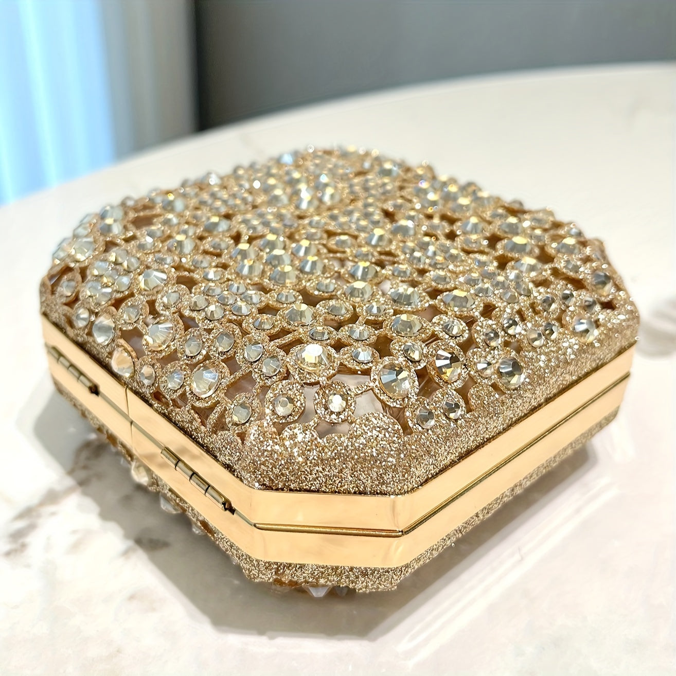 Radiant Crystal-Embellished Box Evening Bag – Perfect for Parties, Banquets & Formal Events