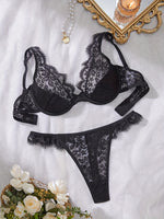 Floral Temptation Lingerie – Sexy See-Through Bra and Panty Duo
