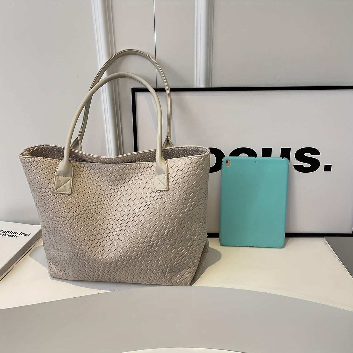 Women’s Summer Handwoven Tote – Casual Large Capacity Beach Bag (Khaki)