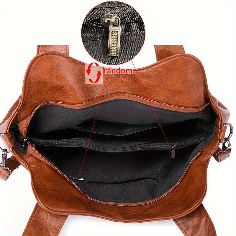 Versatile Large Capacity Tote Bag – Women's Synthetic Leather Crossbody Handbag with Removable Strap