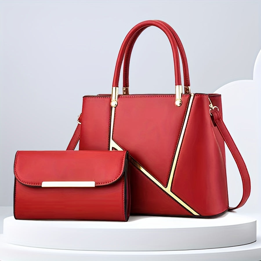 Chic 2Pcs Tote Bag Set – Versatile Shoulder Handbag with Matching Mini Clutch