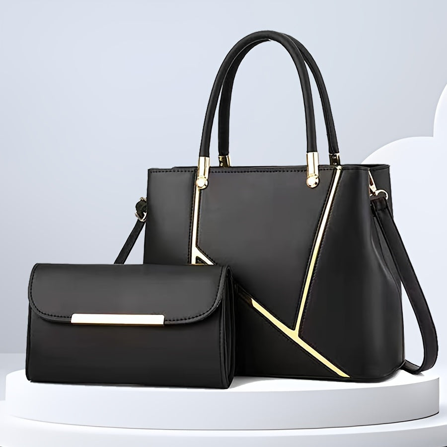 Chic 2Pcs Tote Bag Set – Versatile Shoulder Handbag with Matching Mini Clutch