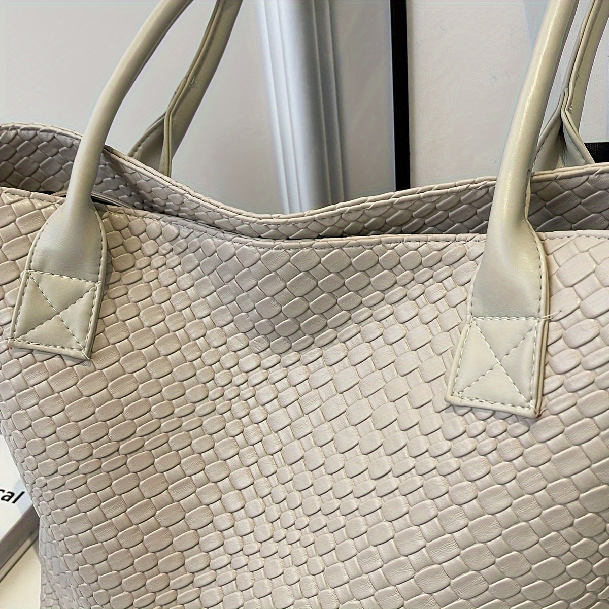 Women’s Summer Handwoven Tote – Casual Large Capacity Beach Bag (Khaki)