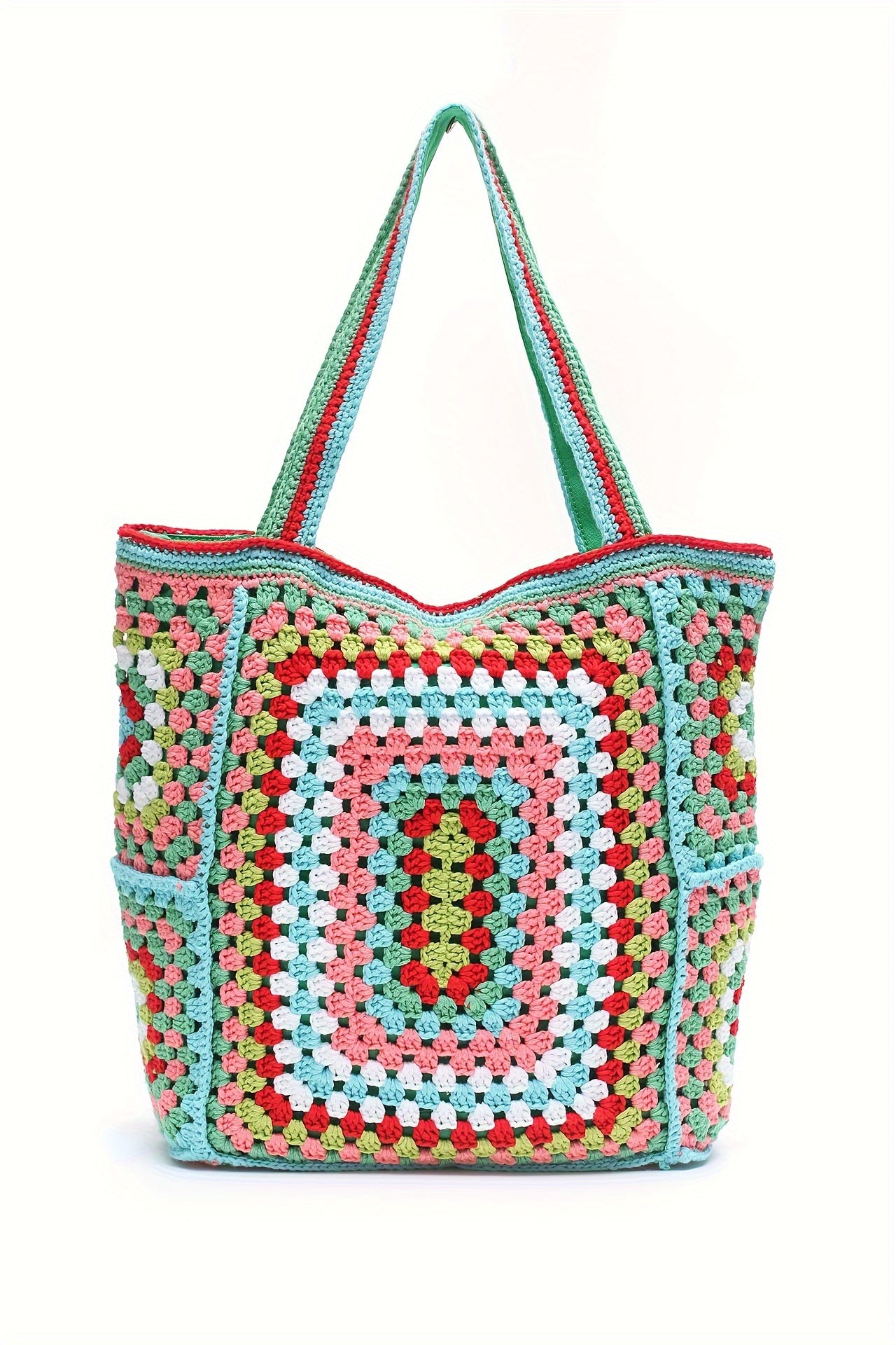 Retro Contrast Boho Tote – Large Capacity Bag for Work, Travel & Everyday Use