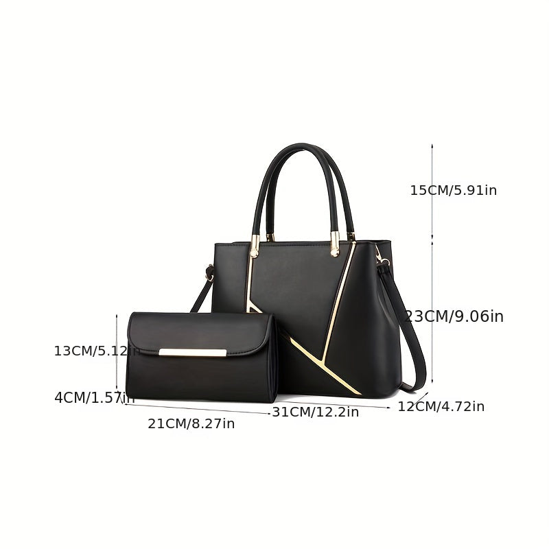 Chic 2Pcs Tote Bag Set – Versatile Shoulder Handbag with Matching Mini Clutch