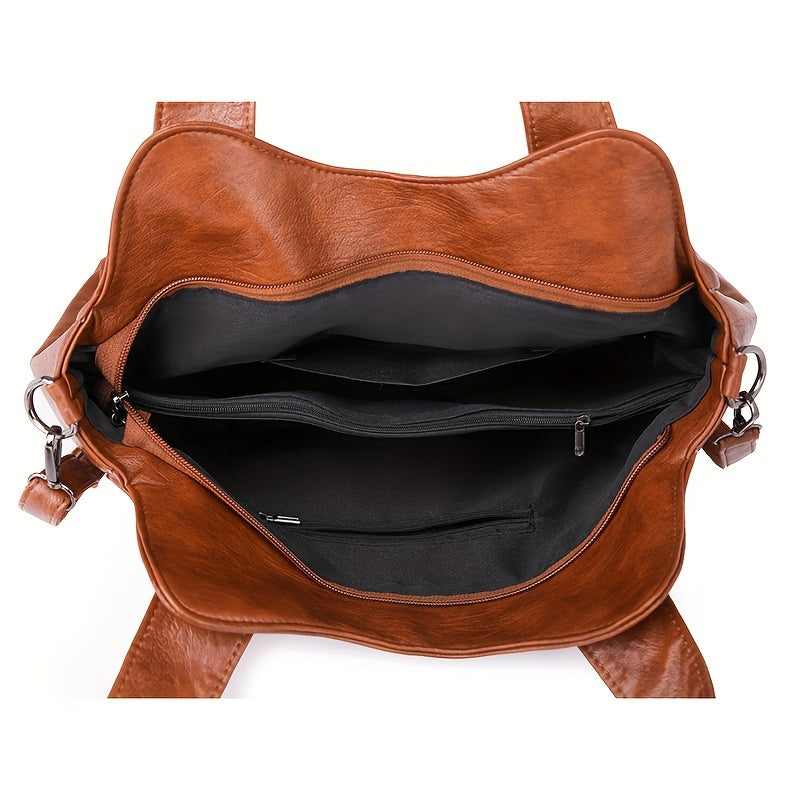Versatile Large Capacity Tote Bag – Women's Synthetic Leather Crossbody Handbag with Removable Strap