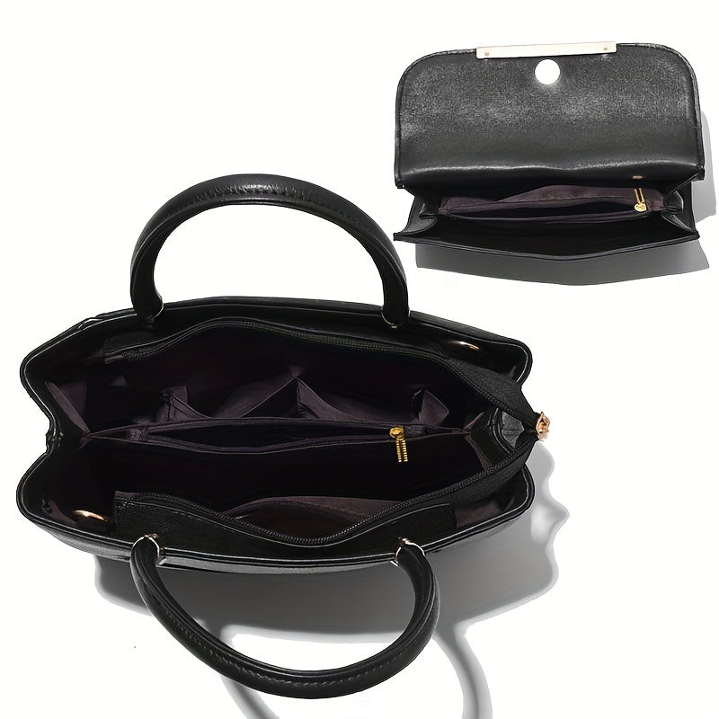 Chic 2Pcs Tote Bag Set – Versatile Shoulder Handbag with Matching Mini Clutch