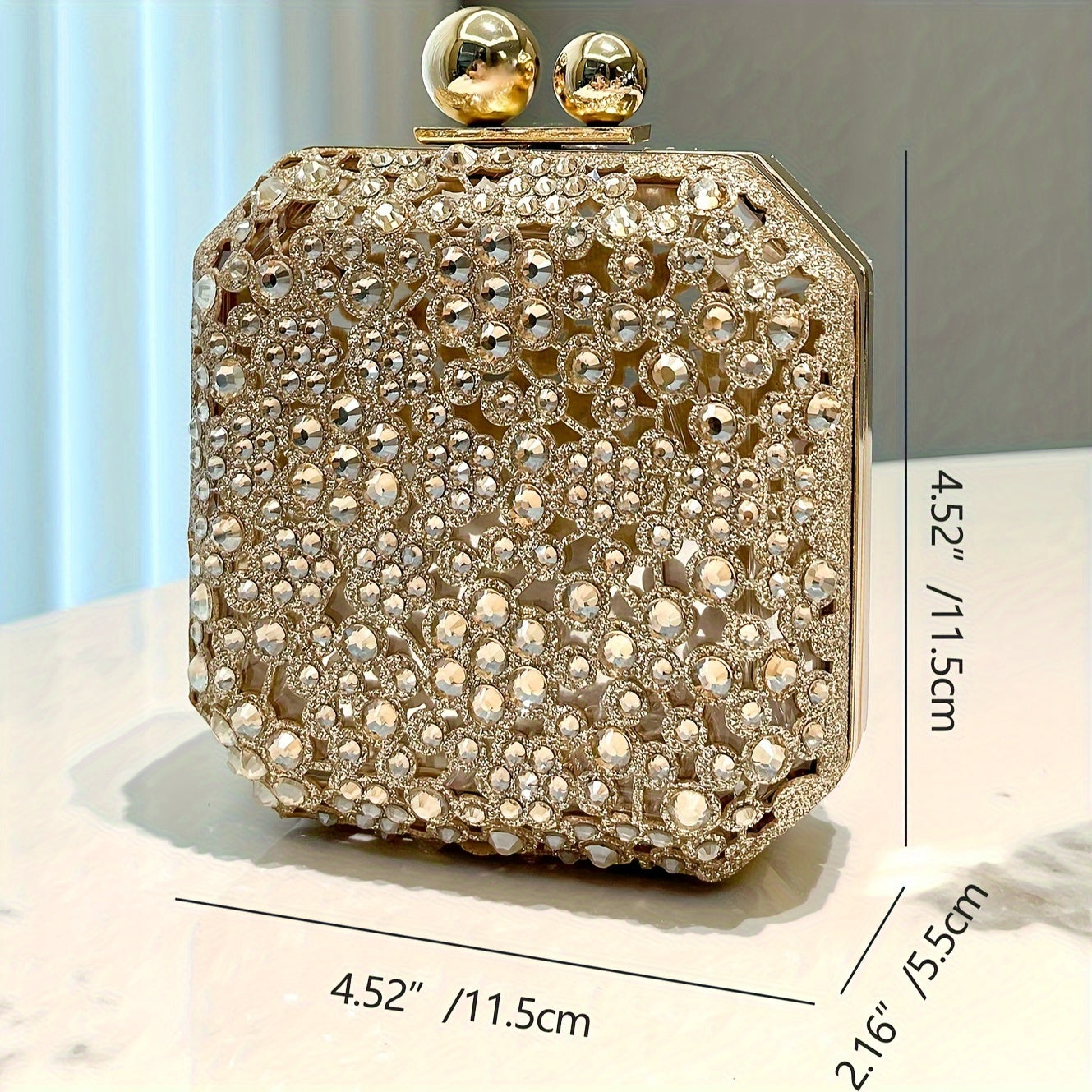 Radiant Crystal-Embellished Box Evening Bag – Perfect for Parties, Banquets & Formal Events