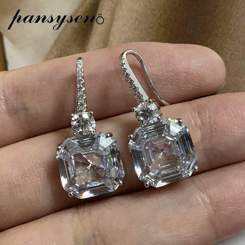 Luxury Sterling Silver Gemstone Drop Earrings – Asscher Cut Citrine Sparkle