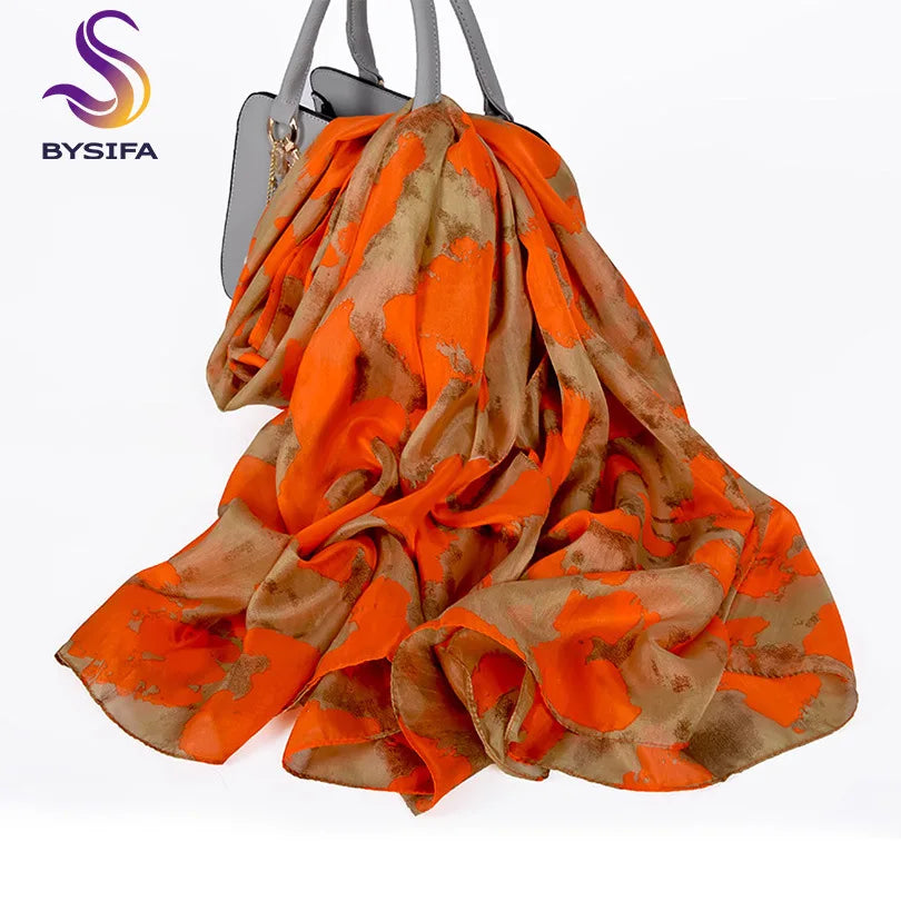 Elegant Blue Graffiti Silk Shawl – Neck & Head Scarf for All Seasons
