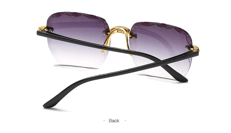 Luxury Square Rimless Sunglasses – Unisex Designer UV400 Red-Tinted Shades for Summer Style