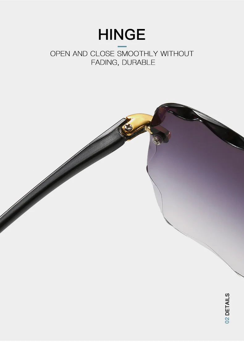 Luxury Square Rimless Sunglasses – Unisex Designer UV400 Red-Tinted Shades for Summer Style