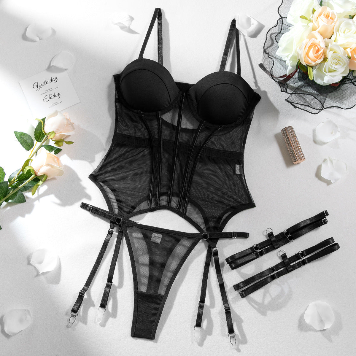 Women’s Erotic Mesh Underwire Bra & Panty Set – CHILLGIO Intimates