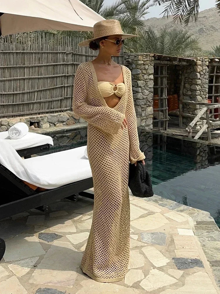 Summer Siren – Feminine Bell Sleeve Knit Dress & Cover-Up