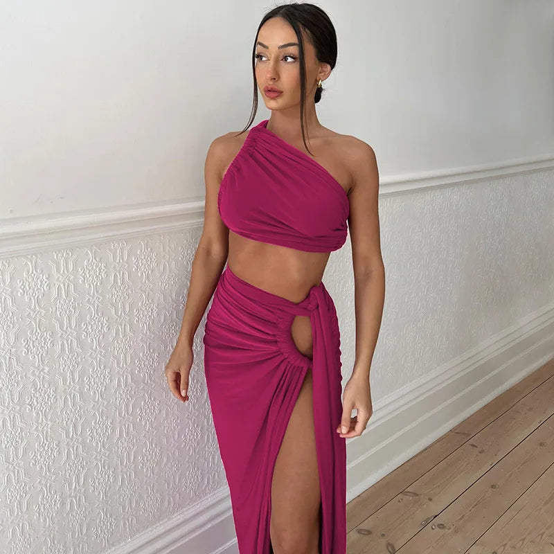 Trendy Vacation Co-Ord Set – Dulzura Sleeveless Top & Long Skirt Matching Outfit