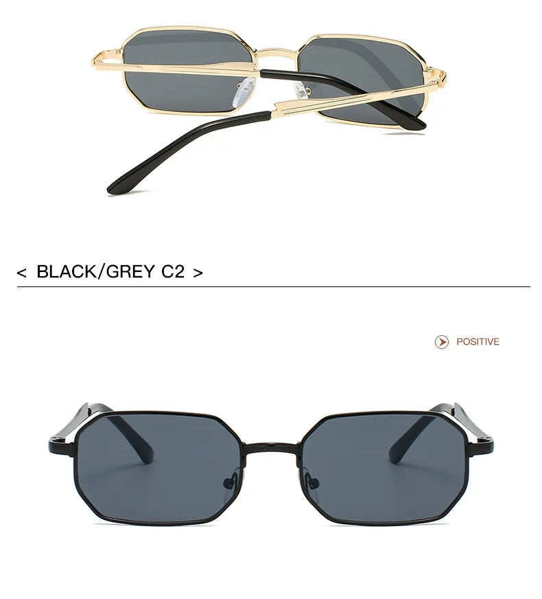 Classic Narrow Metal Sunglasses – Sleek Rectangle Design for Men & Women