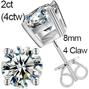 Brilliant Round Moissanite Earrings – Sterling Silver Studs, Dazzling Gift for Him or Her
