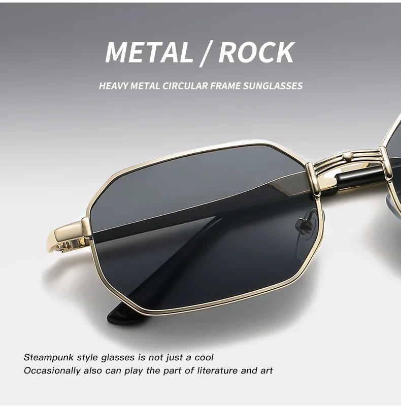 Classic Narrow Metal Sunglasses – Sleek Rectangle Design for Men & Women