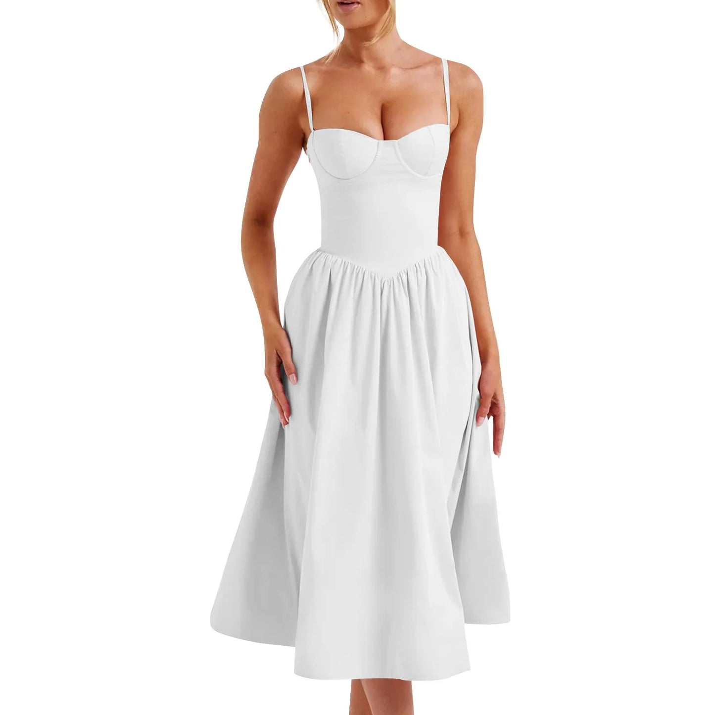 Sexy Sleeveless A-Line Dress for Women – Mid-Length Feminine Summer Style