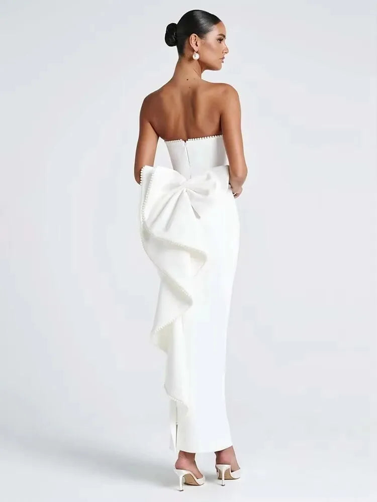 Sexy Backless Pearl Bow Dress – Townlike Women’s A-Line Mini Dress