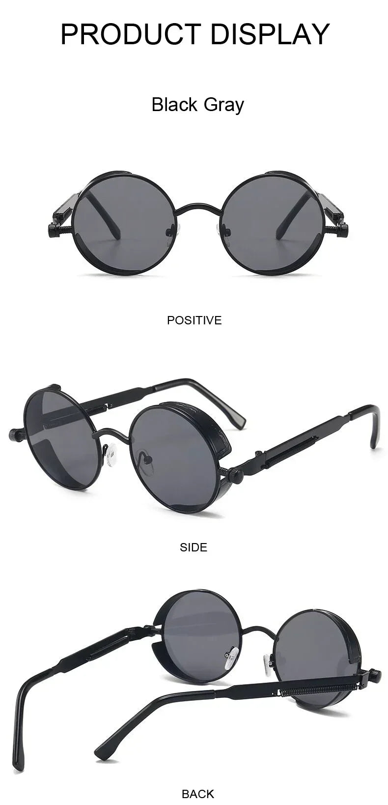 Vintage Steampunk Round Sunglasses – Unisex Metal Frame UV400 Designer-Inspired Retro Shades