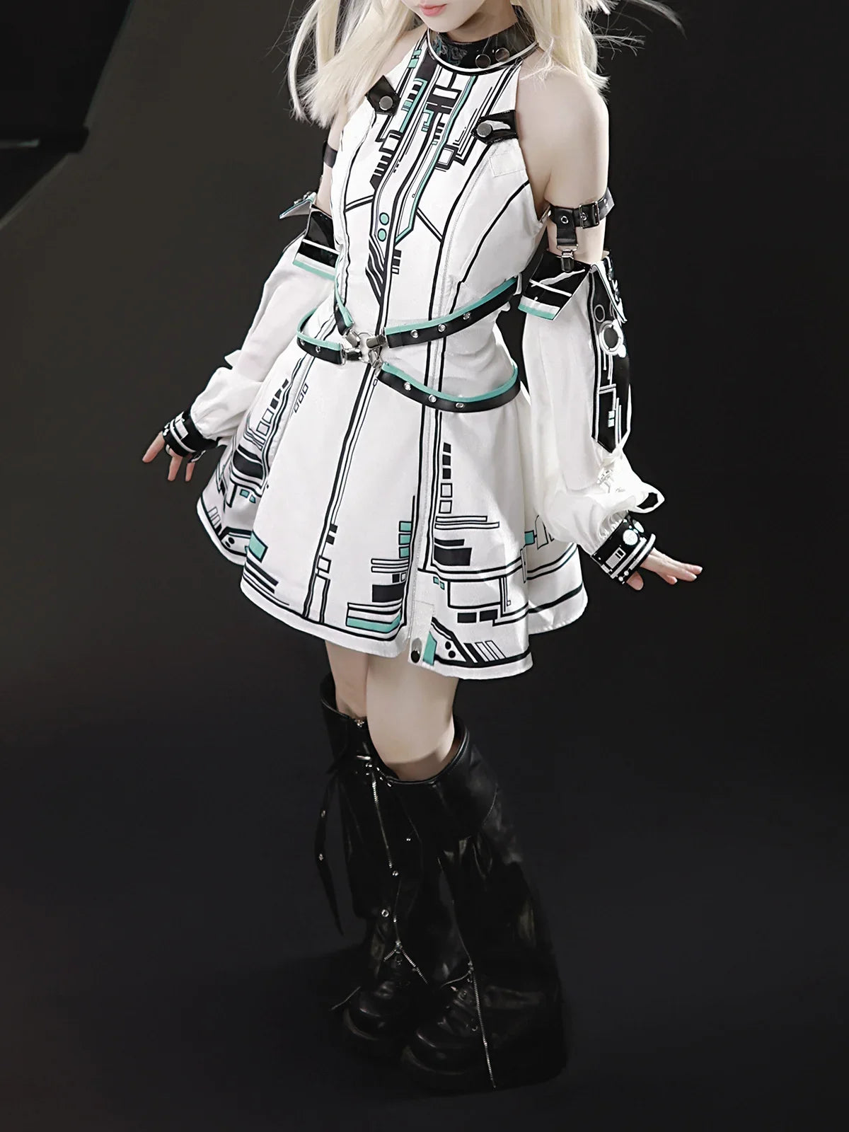 Cool Subculture Rabbit Ear Dress – Gothic Lolita Short Tank Dress for Cosplay