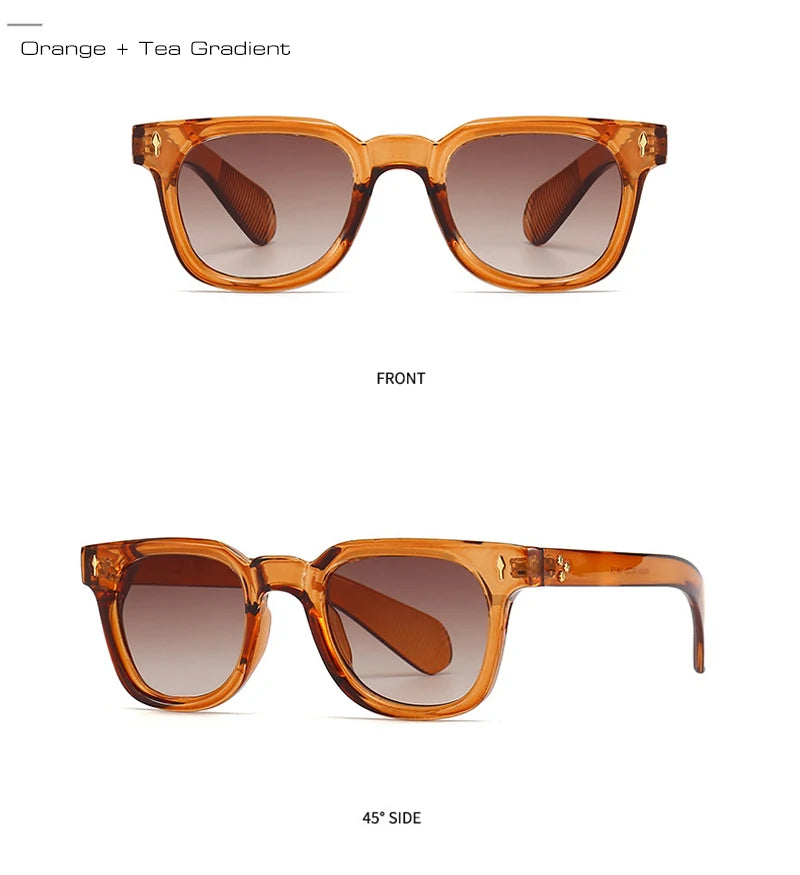 SHAUNA Unisex Retro Rivet Sunglasses – Square Frame Green UV400 Protection