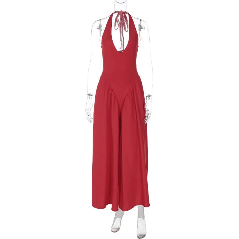 Talenza Summer Sleeveless Halter Dress – Elegant White Evening Gown