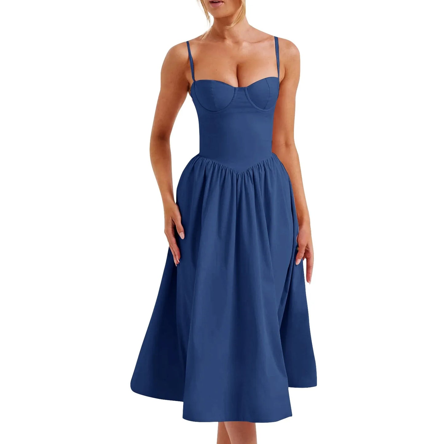 Sexy Sleeveless A-Line Dress for Women – Mid-Length Feminine Summer Style