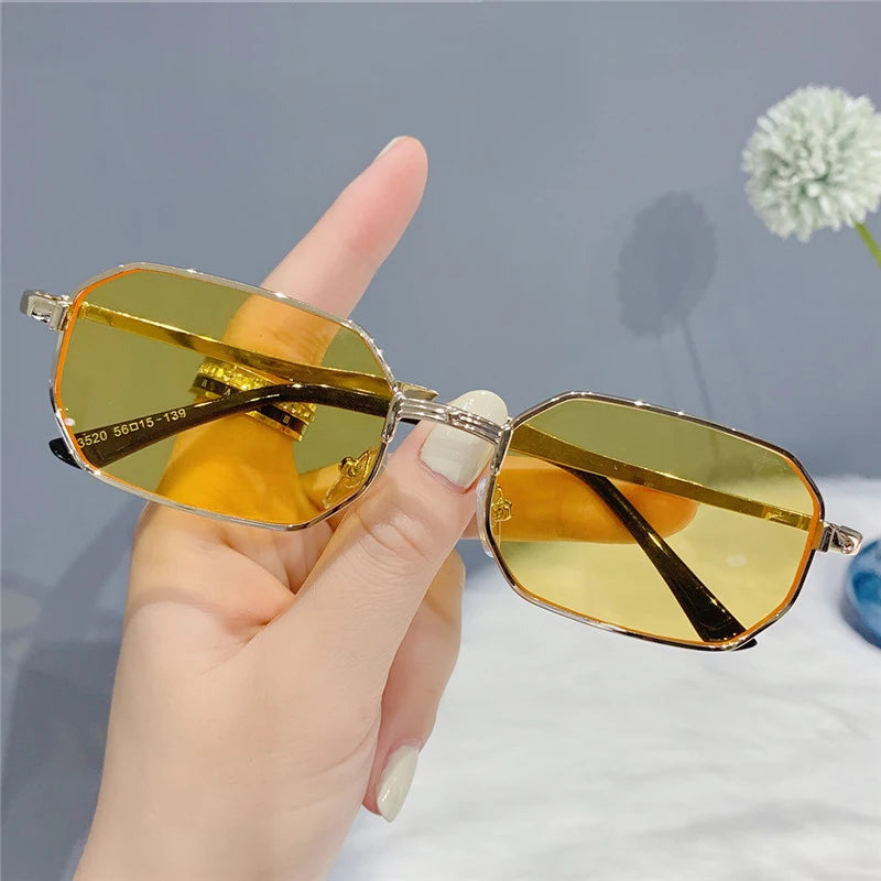 Classic Narrow Metal Sunglasses – Sleek Rectangle Design for Men & Women