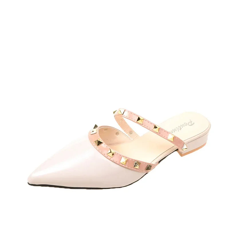 2025 Fashion Rivet Slippers for Women – Stylish Outdoor Low-Heel Casual Footwear