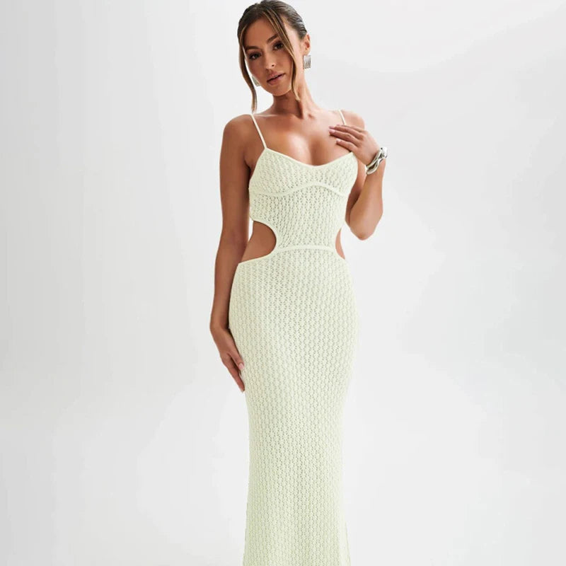 Sexy Hollow Out Knit Beach Dress – Summer Maxi Cover-Up for Women