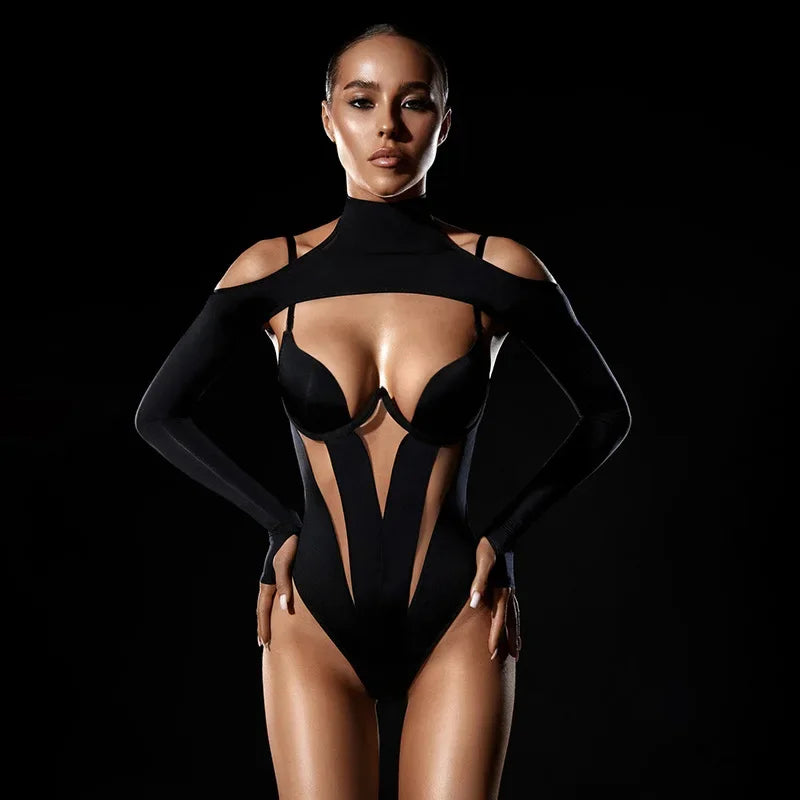 Y2K Inspired Hollow-Out Bodysuit – High Waist Streetwear Romper