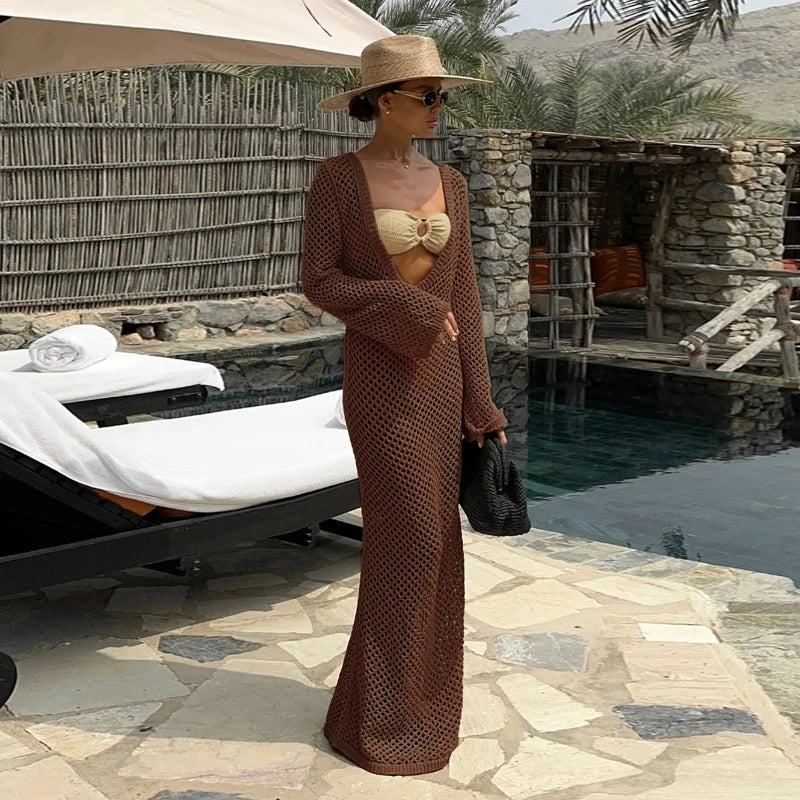 Summer Siren – Feminine Bell Sleeve Knit Dress & Cover-Up