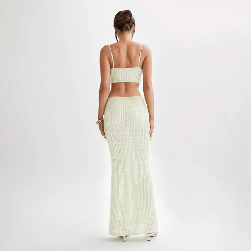 Sexy Hollow Out Knit Beach Dress – Summer Maxi Cover-Up for Women