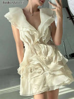 TWOTWINSTYLE Elegant Off-Shoulder Ruffle Mini Dress – Chic & Feminine