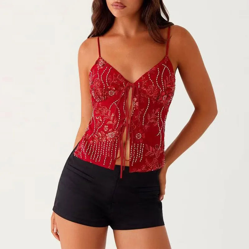 Sparkling Floral Embroidery Party Dress – Sexy Backless Mini Gown for Women