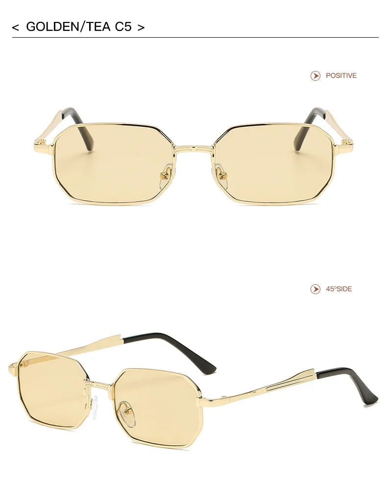 Classic Narrow Metal Sunglasses – Sleek Rectangle Design for Men & Women