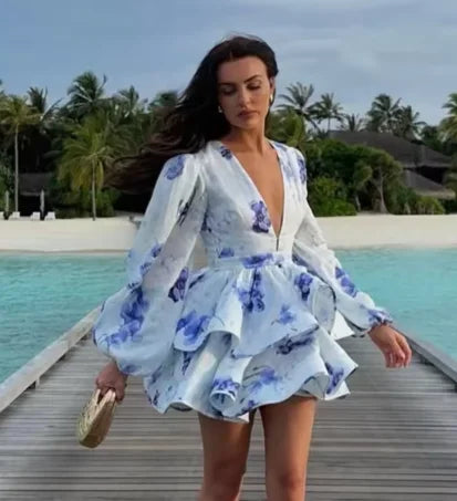 Vibrant Elegance Deep V Dress™