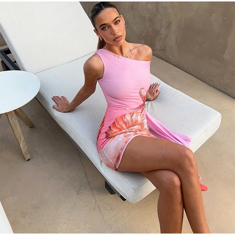 Summer Ready: Tassel Print Bodycon Mini Dress with High Stretch Fit