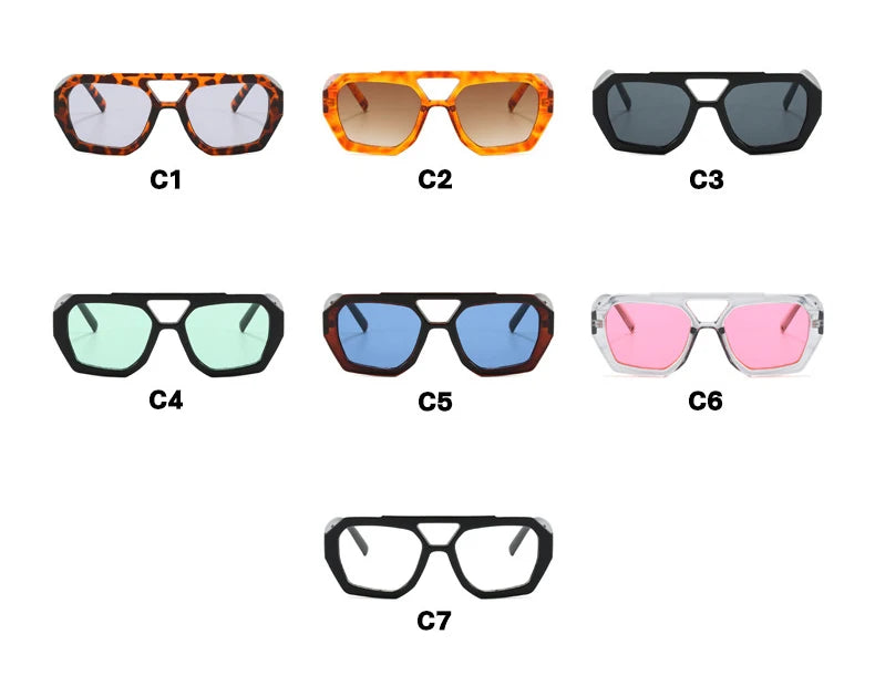 VintEdge Luxe – Square Sunglasses with Double Bridge Design